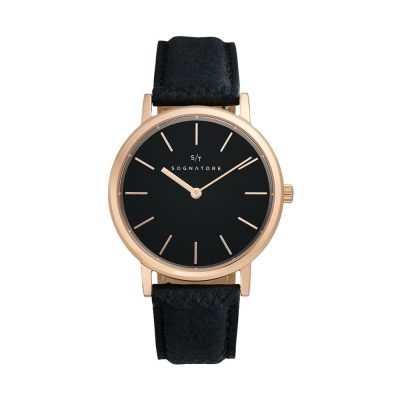 Sognatore Pure Black Rose Gold Ladies Watch / Mens Watch